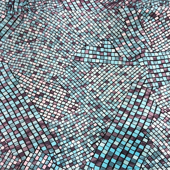 Lands' End Blue Mosaic Square-Neck Underwire Tankini Swimsuit Top Size 24W - Picture 7 of 12